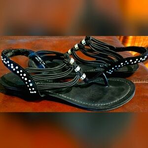 Madden Girl Black Sandals with Rhinestone Details